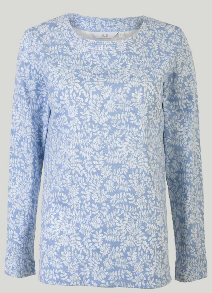 "Isle Women's Blue Print Top - Stylish Floral Design Casual Blouse"