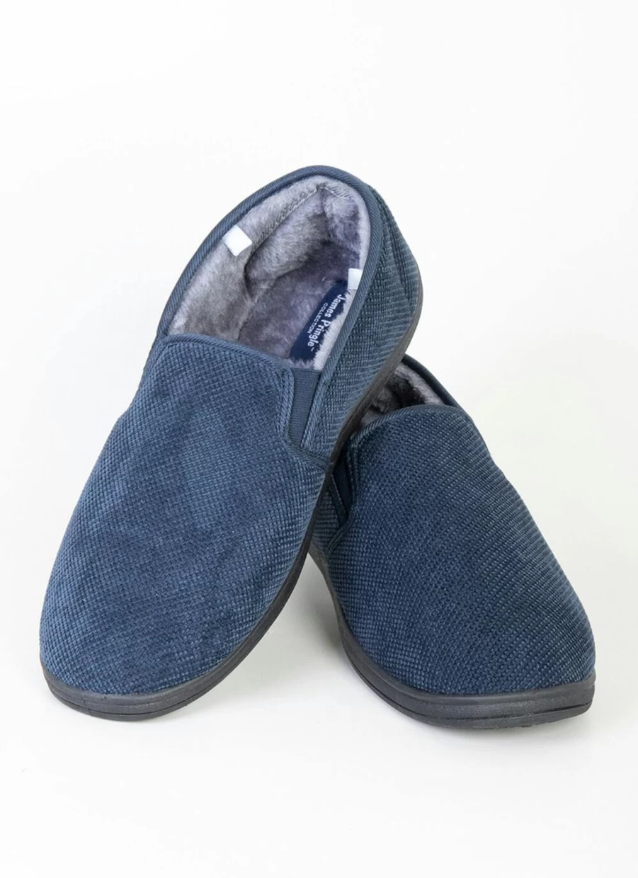 James Pringle Men's Velour Slippers - Soft & Comfortable Luxury House Shoes