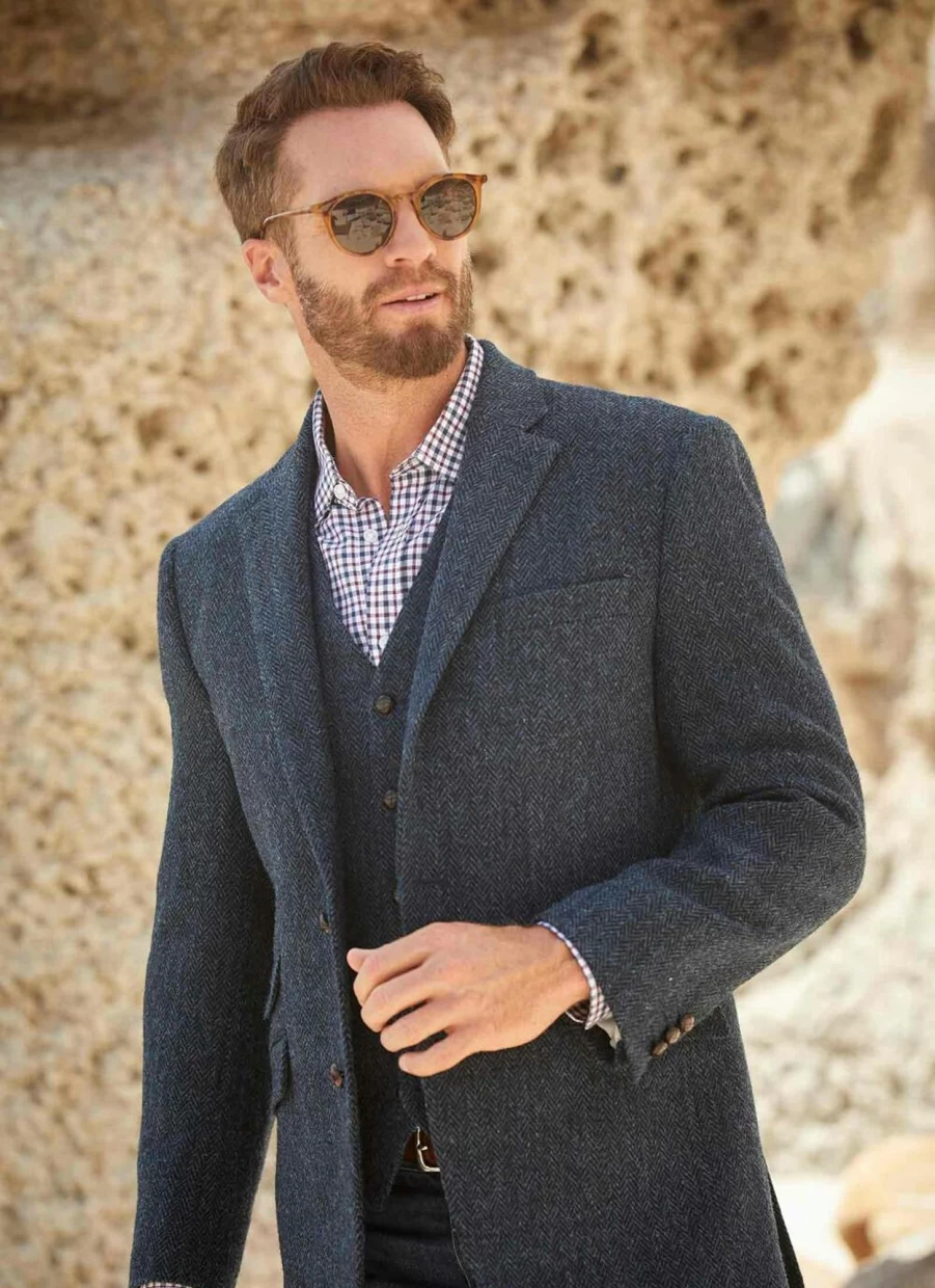 Harris Tweed Men's Benbecula Regular Fit Jacket - Classic Wool Outerwear