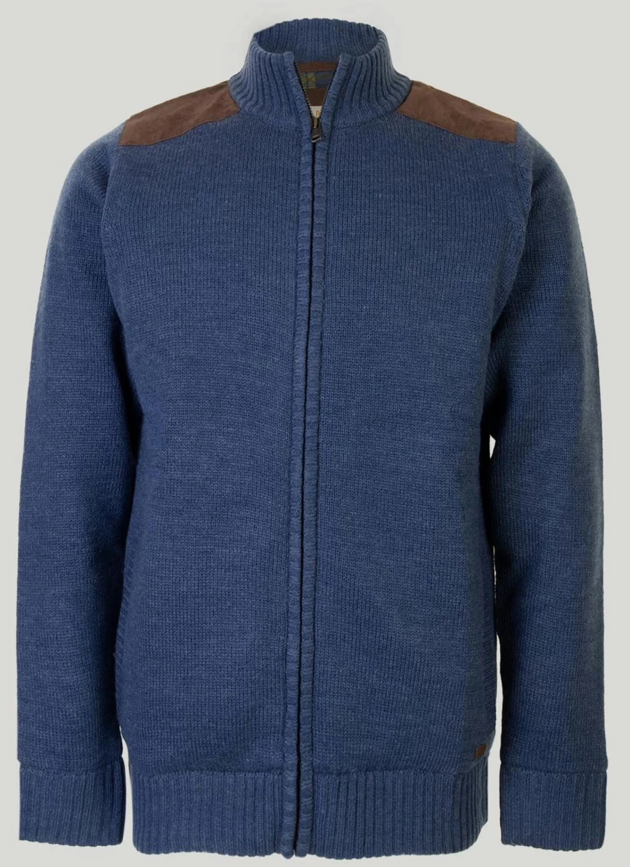 PG Field Men's Zip Thru Suede Trim Cardigan - Stylish Slim Fit Casual Jacket