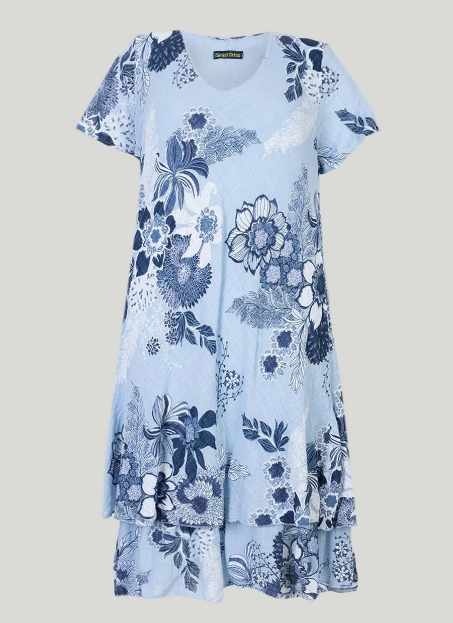 Sugar Crisp Women's Floral Print Dress - Elegant Summer Flowy Dress with Vibrant Flower Pattern