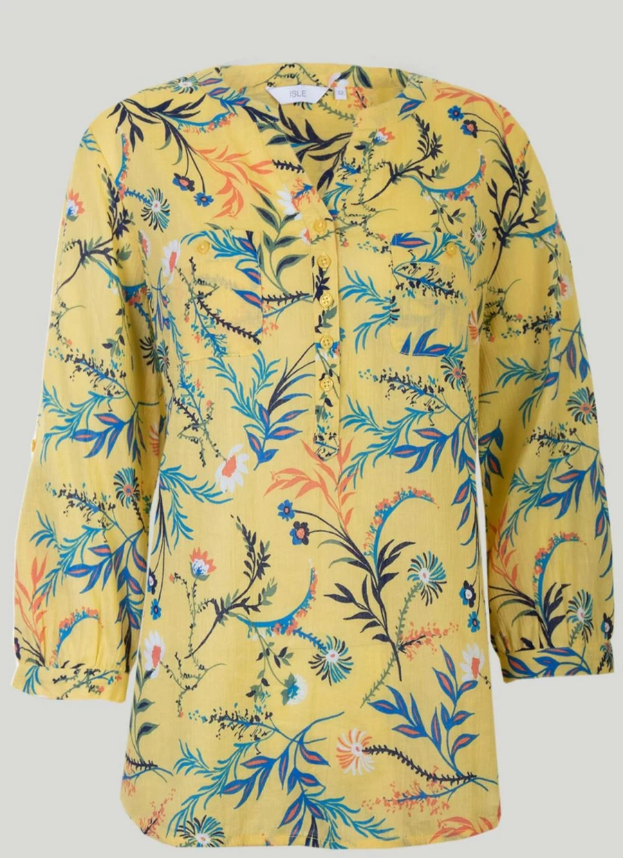 Isle Women's Floral Print Blouse - Stylish Flowy Top for Casual & Dressy Outfits