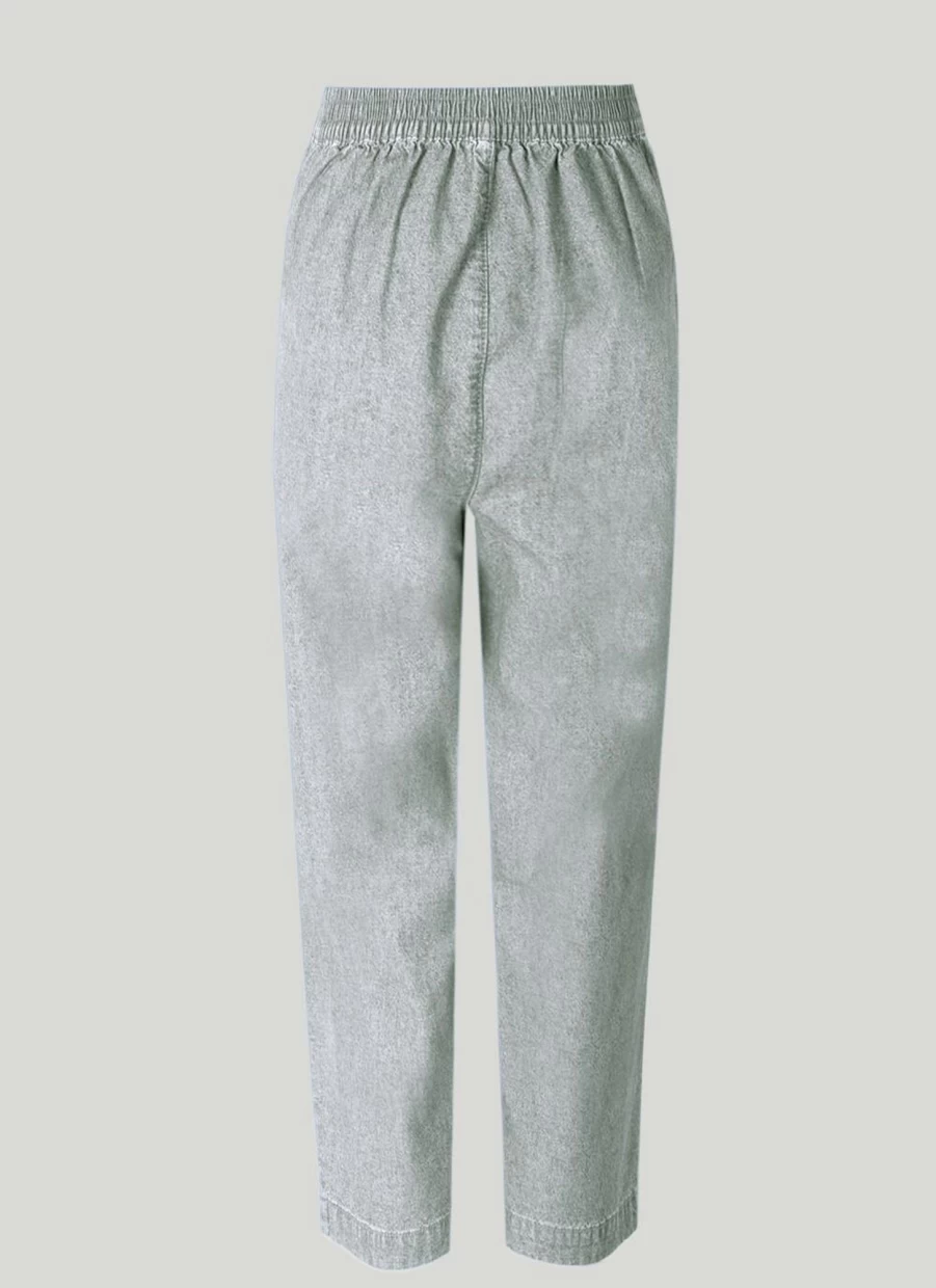Isle Women's 21" Crop Chambray Trousers - Lightweight Denim High-Waisted Ankle Pants