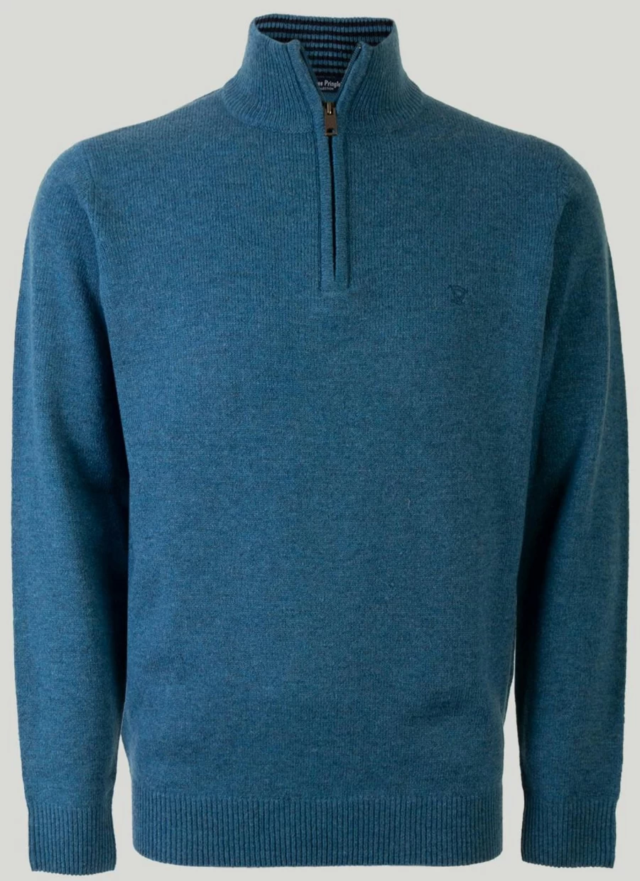 James Pringle Men's Lambswool Zip Neck Jumper - Premium Soft Knit Sweater