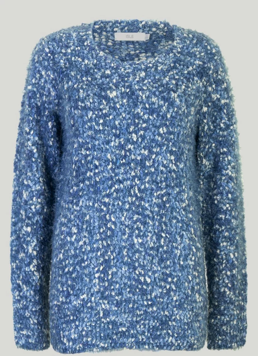 Isle Women's Blue Textured Knit Jumper - Soft Casual Sweater