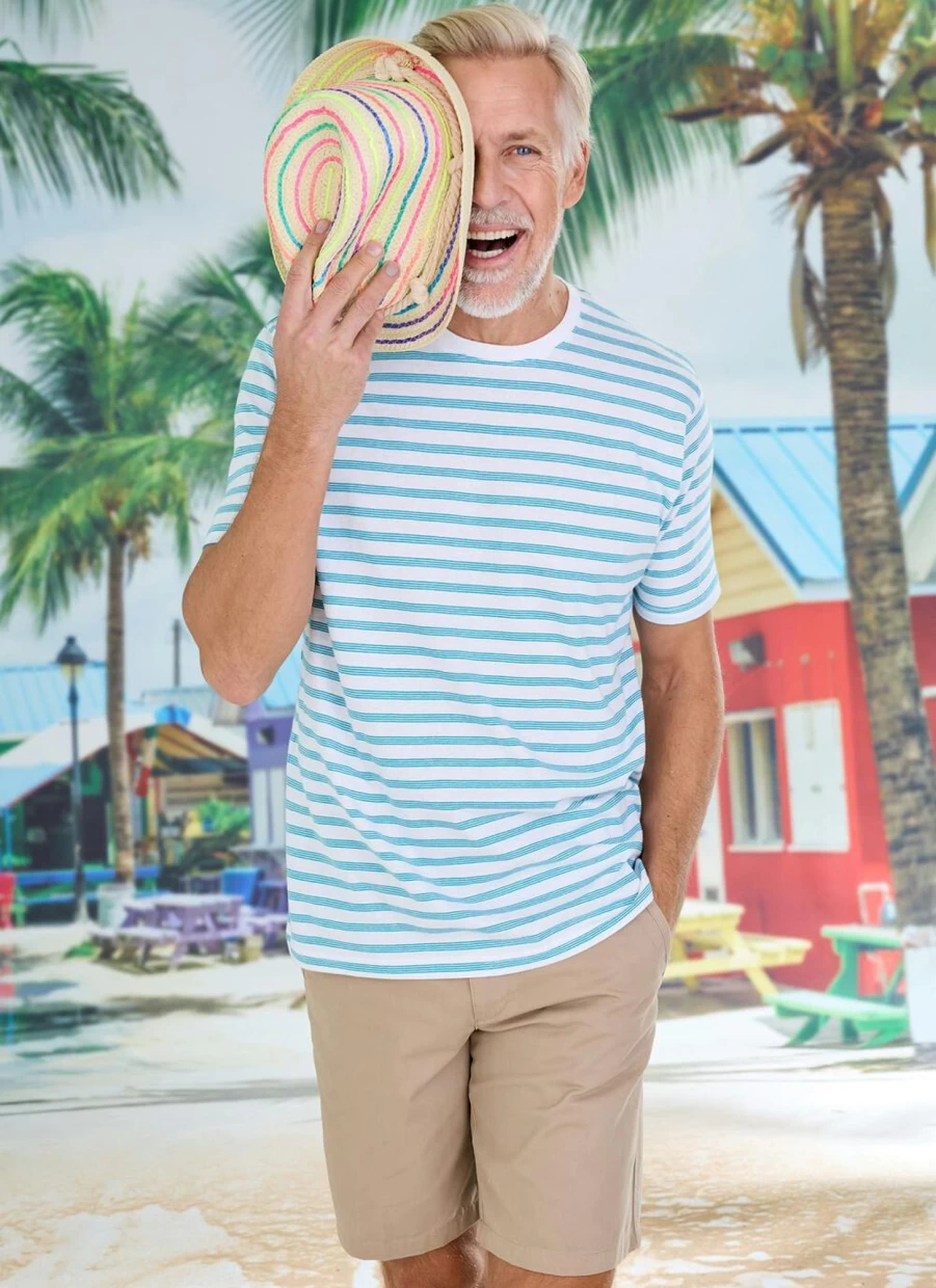 James Pringle Men's Fine Stripe Cotton T-Shirt - Classic Fit Casual Tee