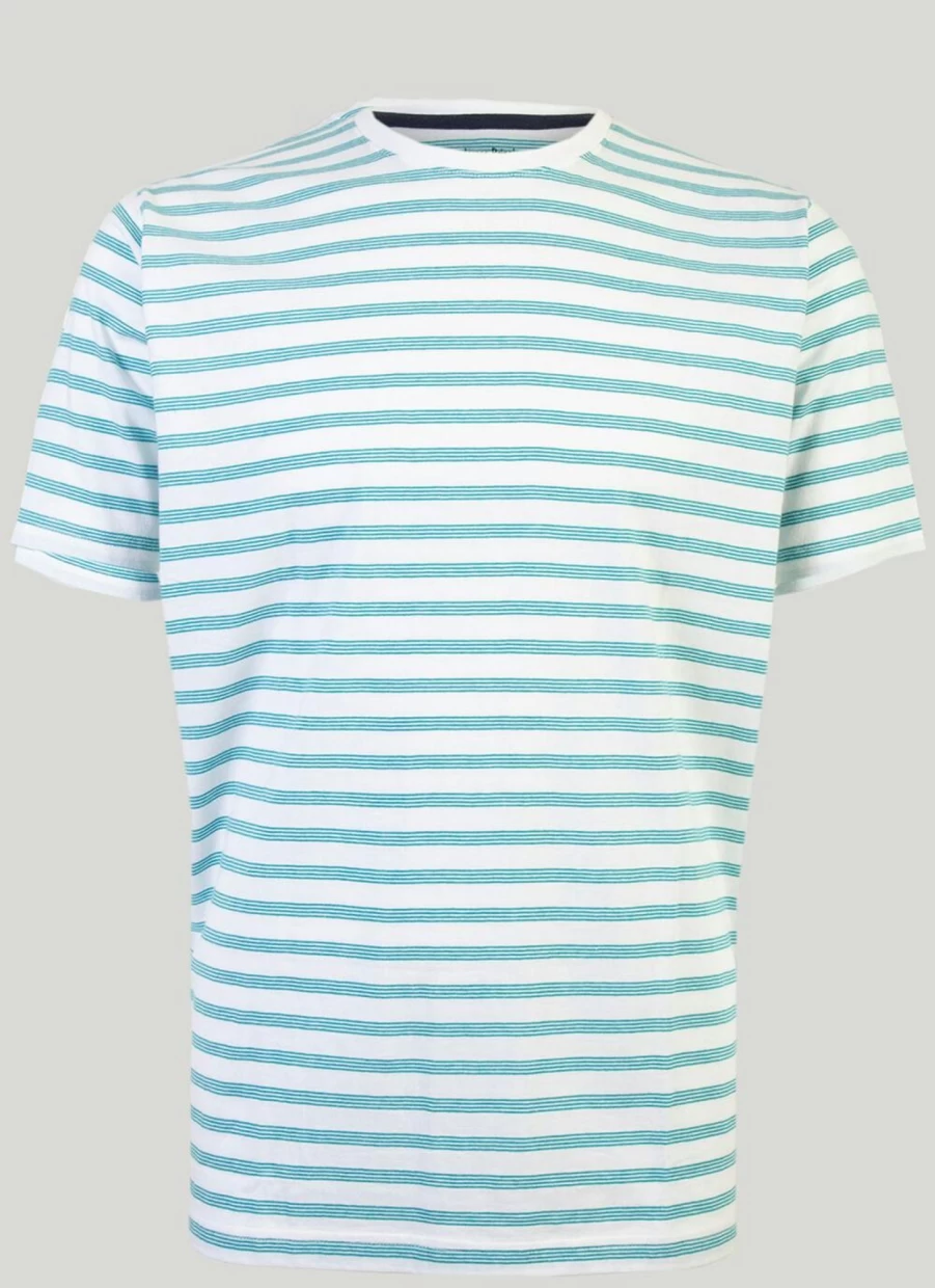 James Pringle Men's Fine Stripe Cotton T-Shirt - Classic Fit Casual Tee