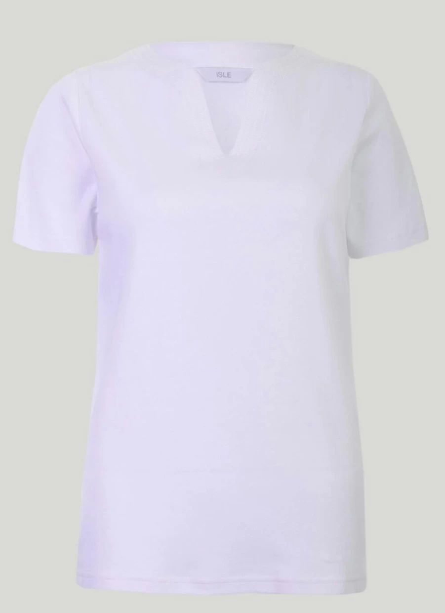 "Isle Women's Notch Neck T-Shirt - Stylish Casual Top for Everyday Wear"