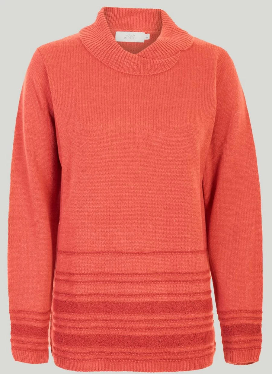 Honor Millburn Women's Boucle Striped Knit Jumper - Soft Textured Sweater