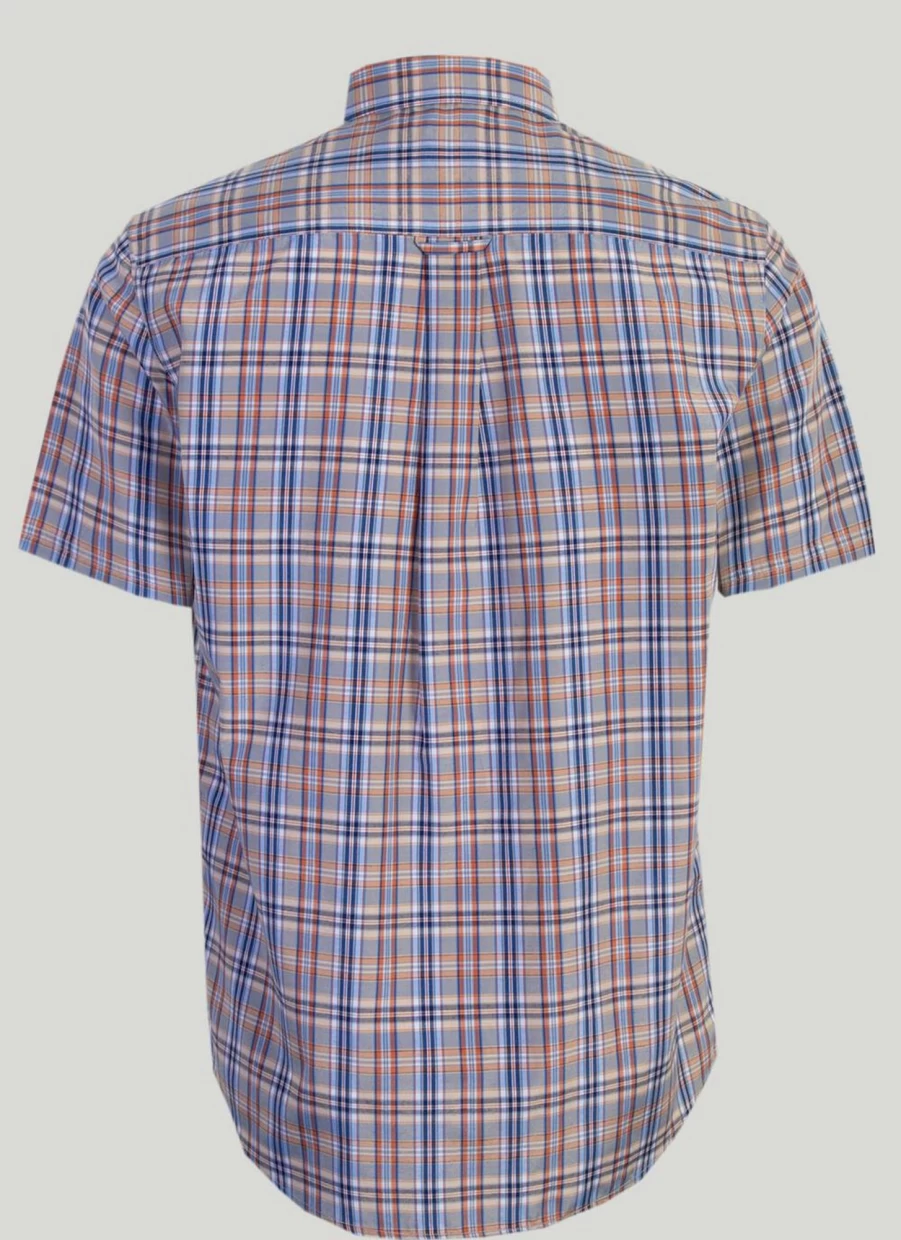"PG Field Men's Short Sleeve Checkered Shirt - Casual Plaid Button-Up Top"