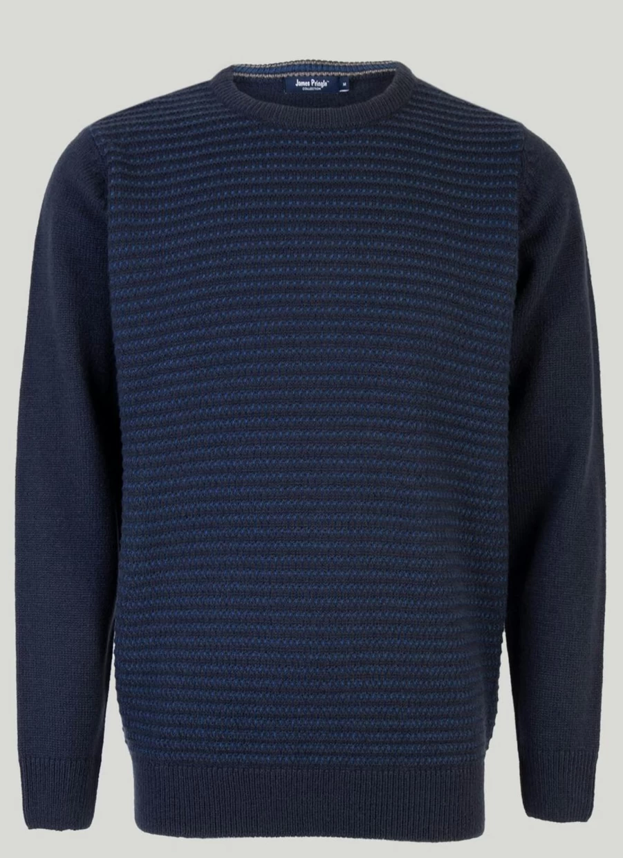 James Pringle Men's Tuck Stitch Knit Jumper - Classic Crewneck Sweater