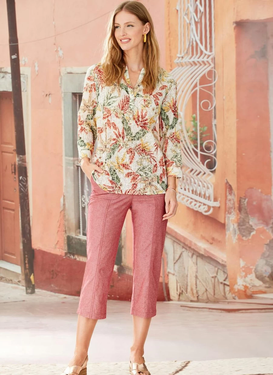 Isle Women's Cropped Chambray Trousers - 21" Inseam, Pull-On Style