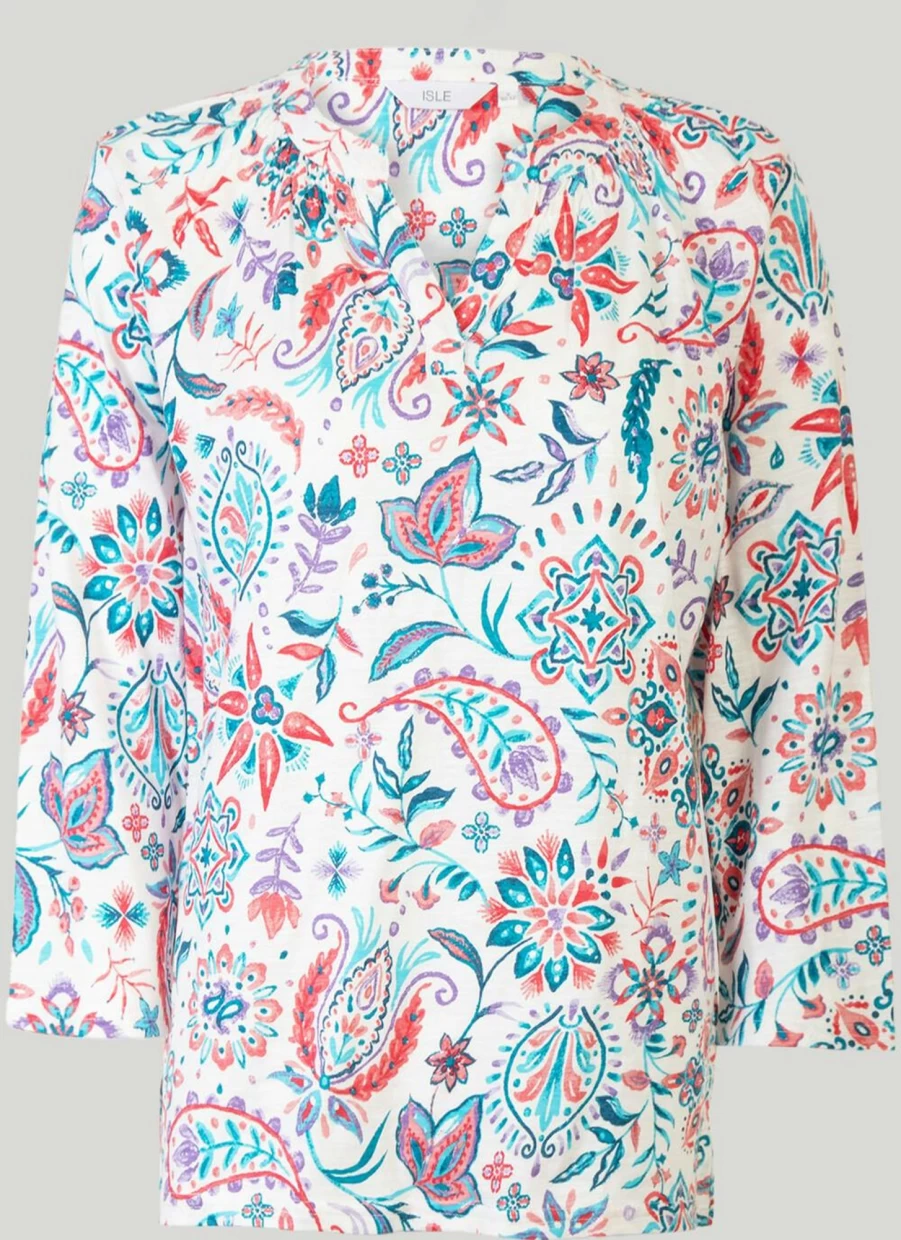 "Isle Women's Notch Neck Top - Stylish Casual Blouse for Everyday Wear"