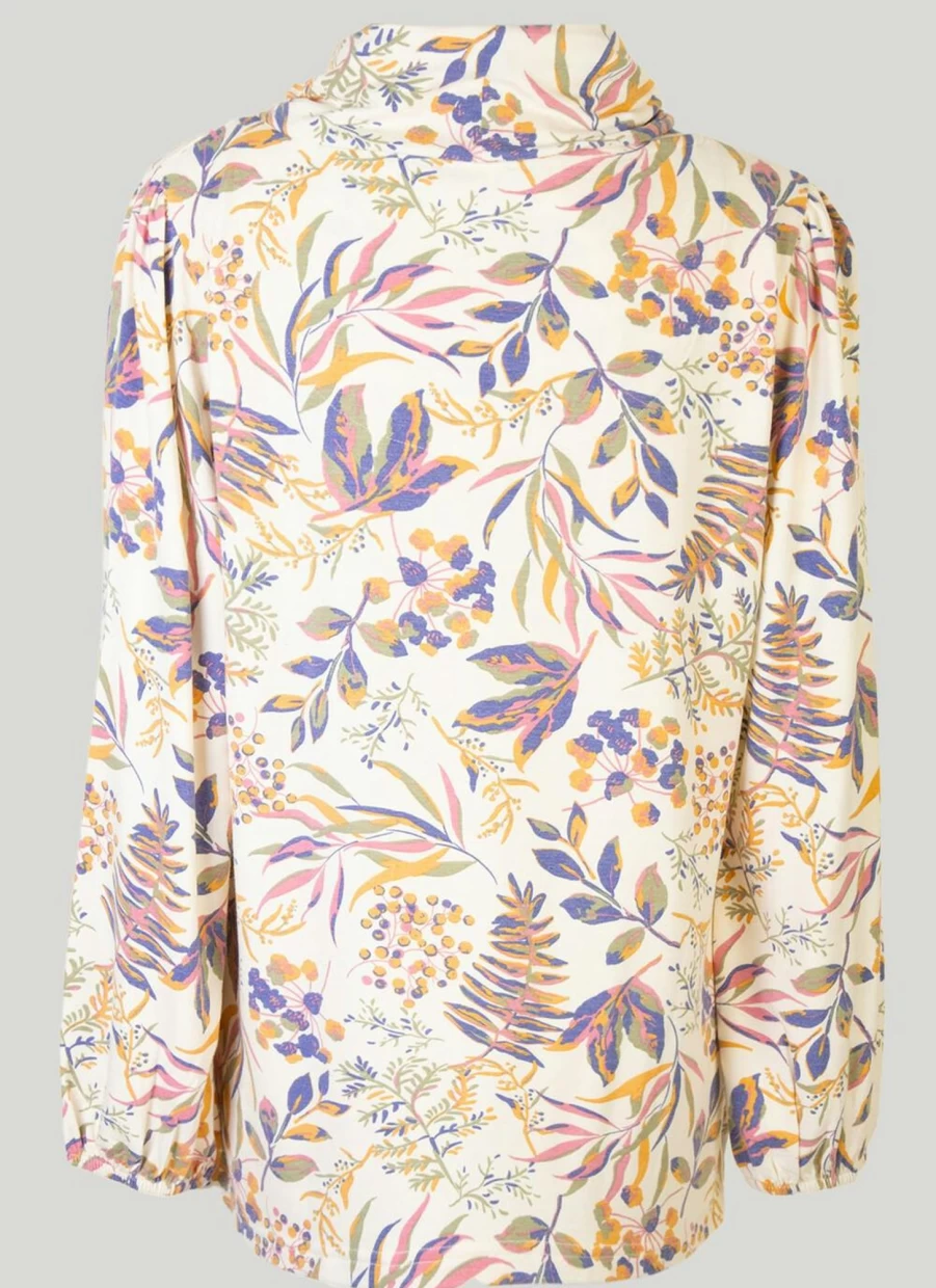 Isle Women's White Printed Cowl Neck Top - Stylish Casual Blouse for Women