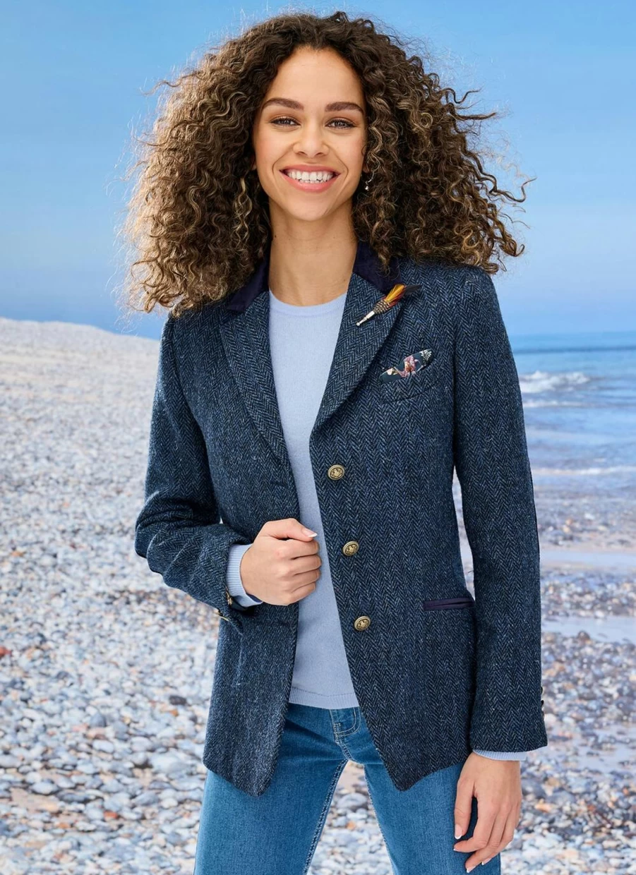 Harris Tweed Jacket for Women - Classic Dark Ladies Coat