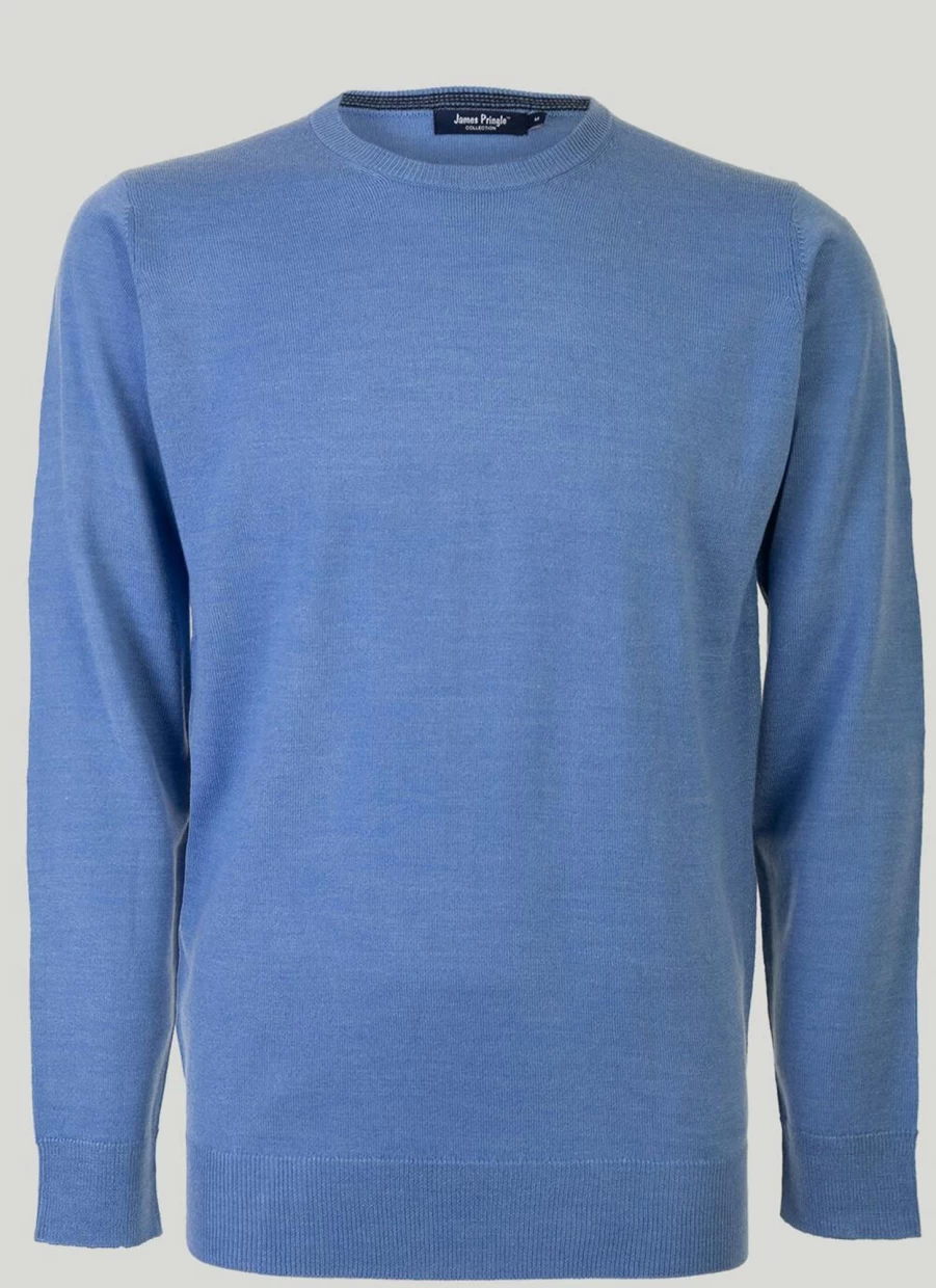 James Pringle Men's Fine Knit Crew Neck Jumper - Soft Comfortable Wool Sweater