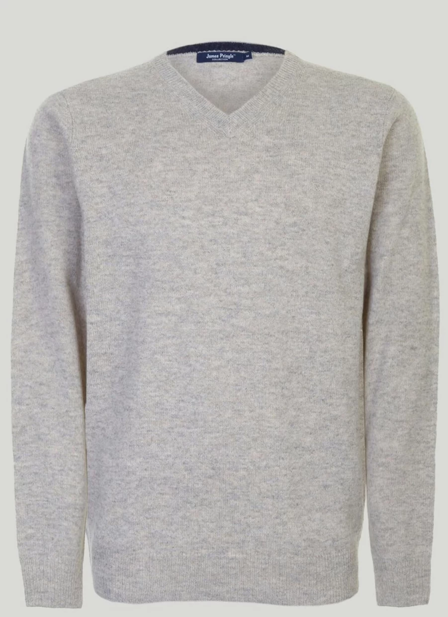 James Pringle Men's V-Neck Lambswool Sweater - Soft Wool Knit Jumper for Men