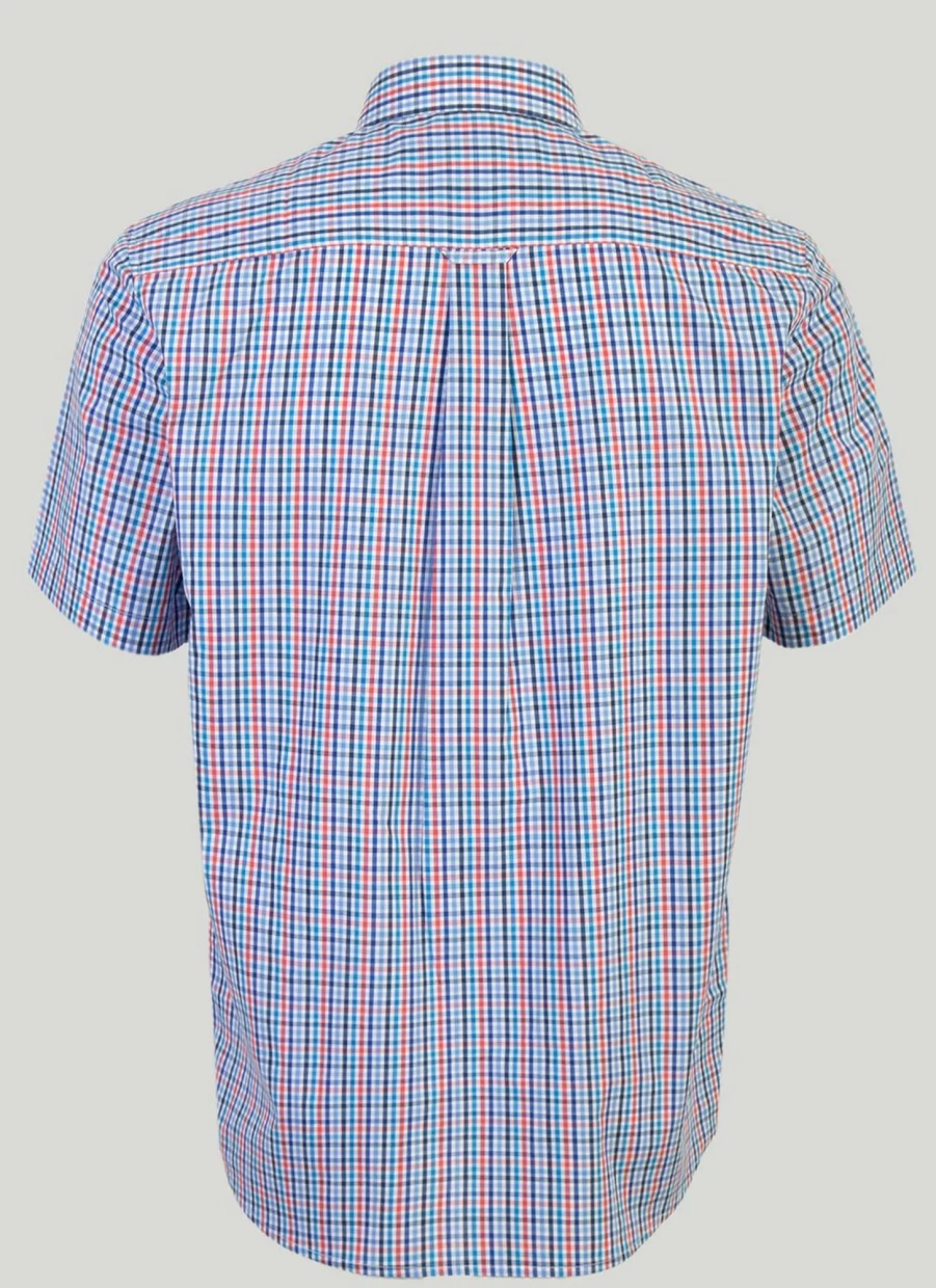 James Pringle Men's Classic Short Sleeve Check Shirt - Casual Plaid Button-Up Top