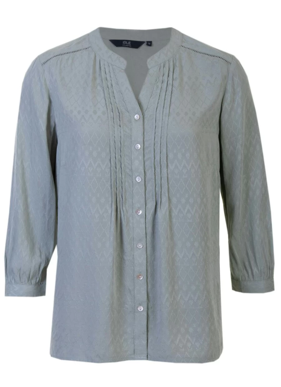 "Isle Women's Elegant Jacquard Blouse - Stylish Floral Woven Top"