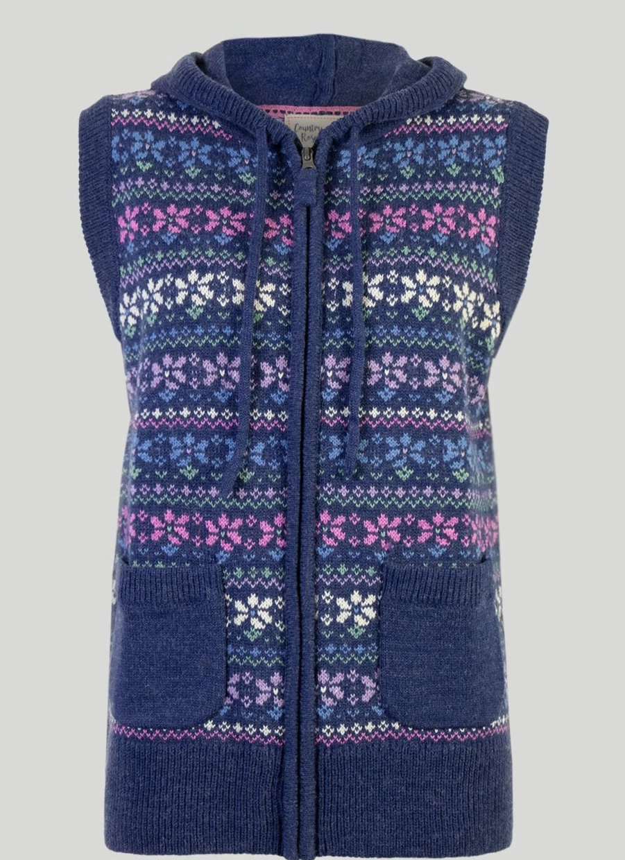 Country Rose Women's Fairisle Pattern Waistcoat - Vintage Knit Vest for Winter