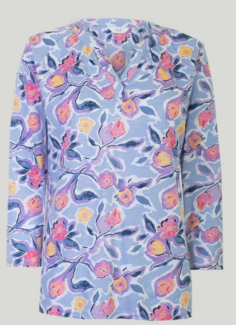 "Isle Women's Notch Neck Top - Stylish Crew Neck T-Shirt for Women"