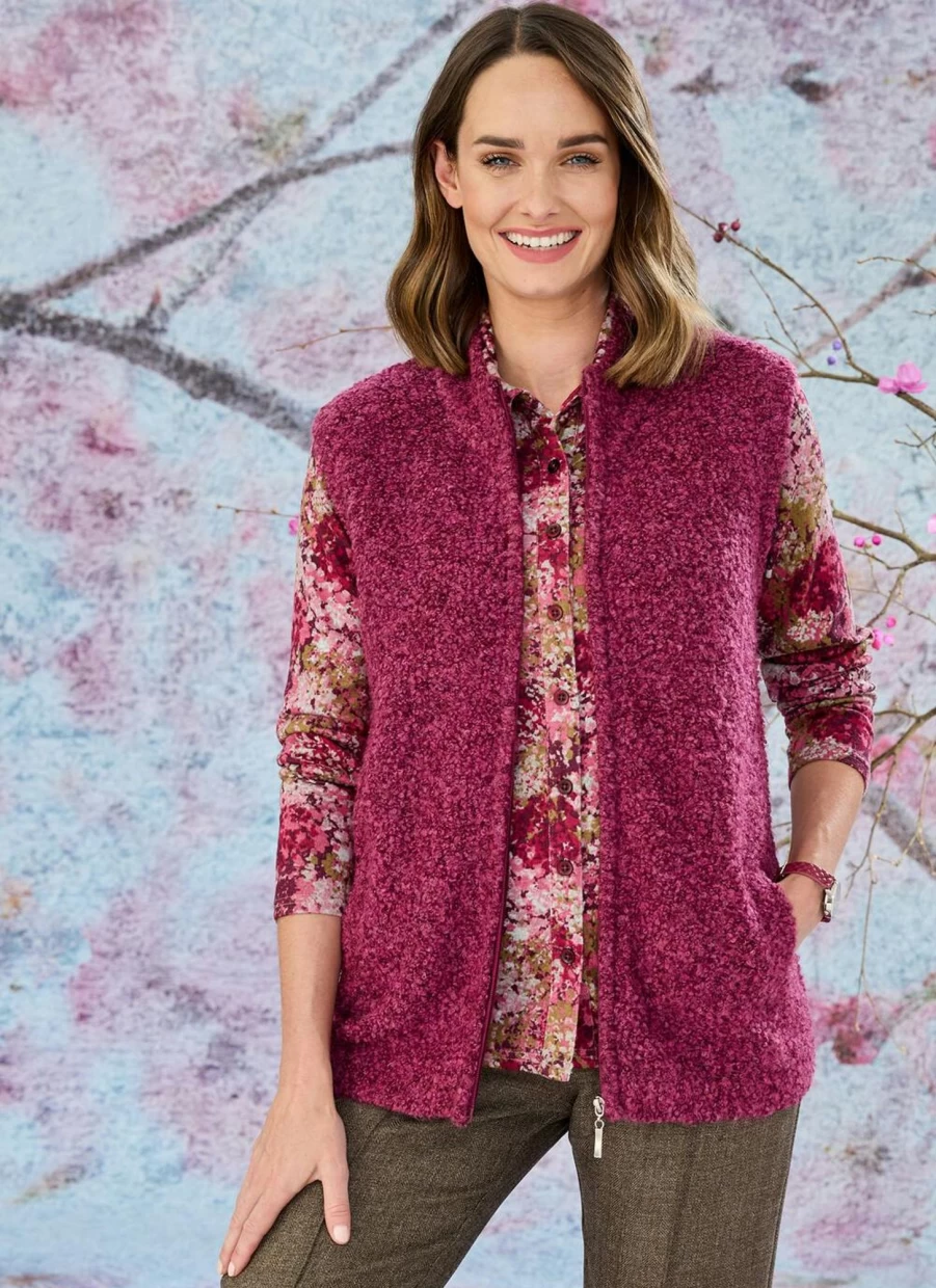 Honor Millburn Women's Berry Zip Front Waistcoat - Stylish Casual Vest for Women