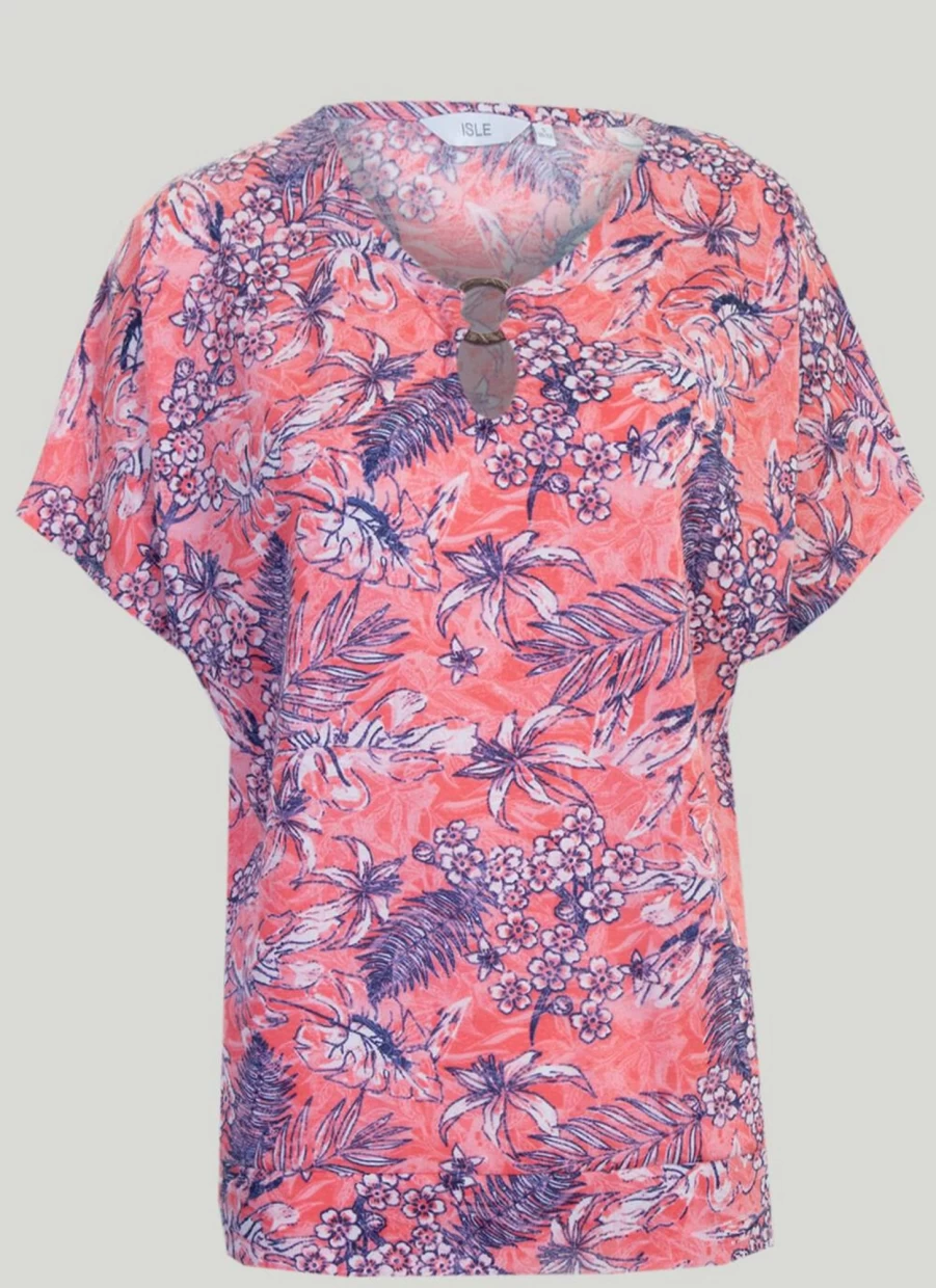 Isle Women's Keyhole Print Top - Stylish & Trendy Blouse for Fashionable Outfits