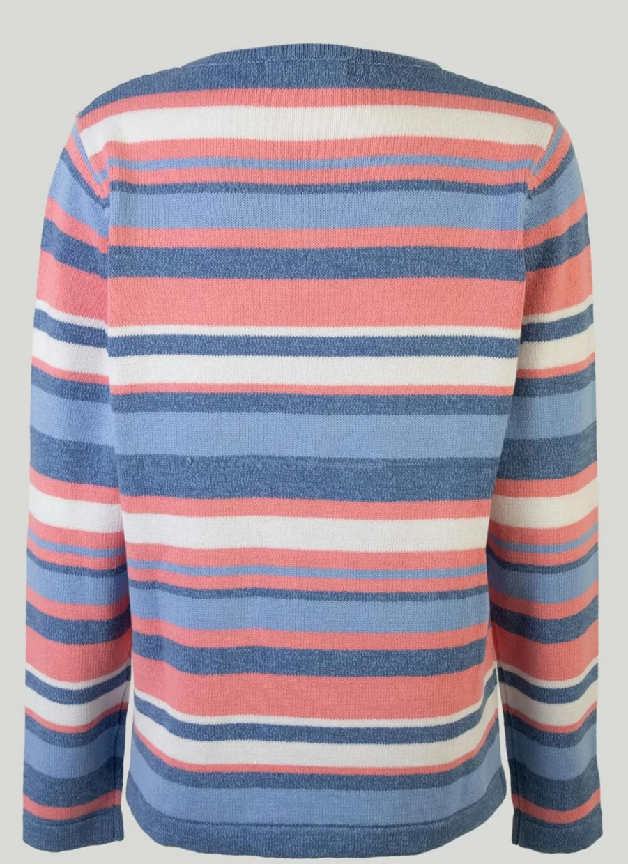 Isle Women's Cotton Striped Jumper - Soft Casual Knit Sweater