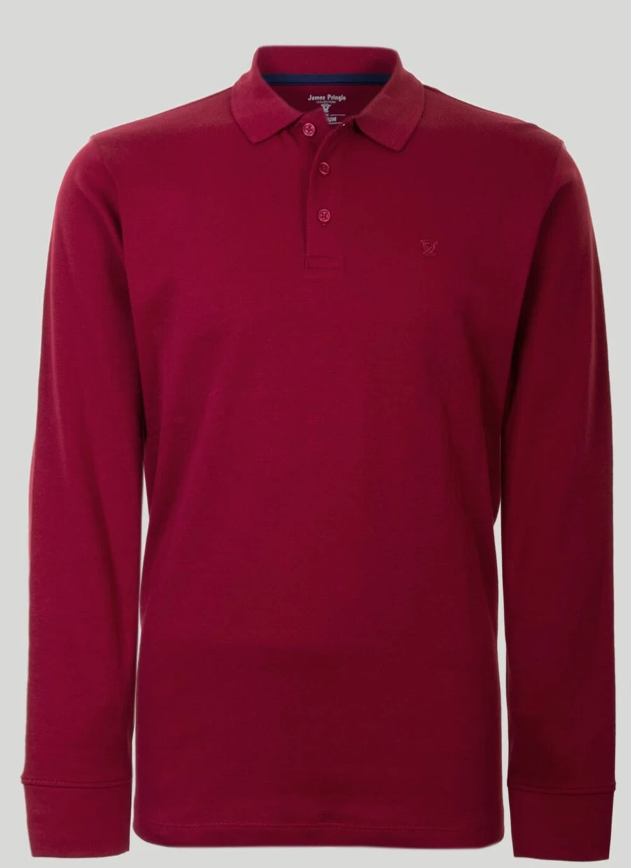 James Pringle Men's Long Sleeve Polo Shirt - Classic Cotton Comfort Fit Top