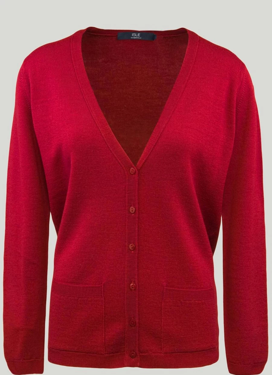 "Isle Women's Merino Wool V-Neck Cardigan – Soft & Comfortable Knit Sweater"