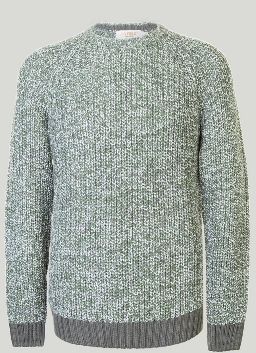 PG Field Men's Fisherman Rib Crew Neck Jumper - Warm Knit Sweater