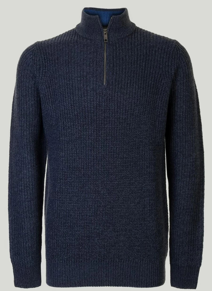 James Pringle Men's Half Zip Ribbed Knit Jumper - Classic Comfort & Style