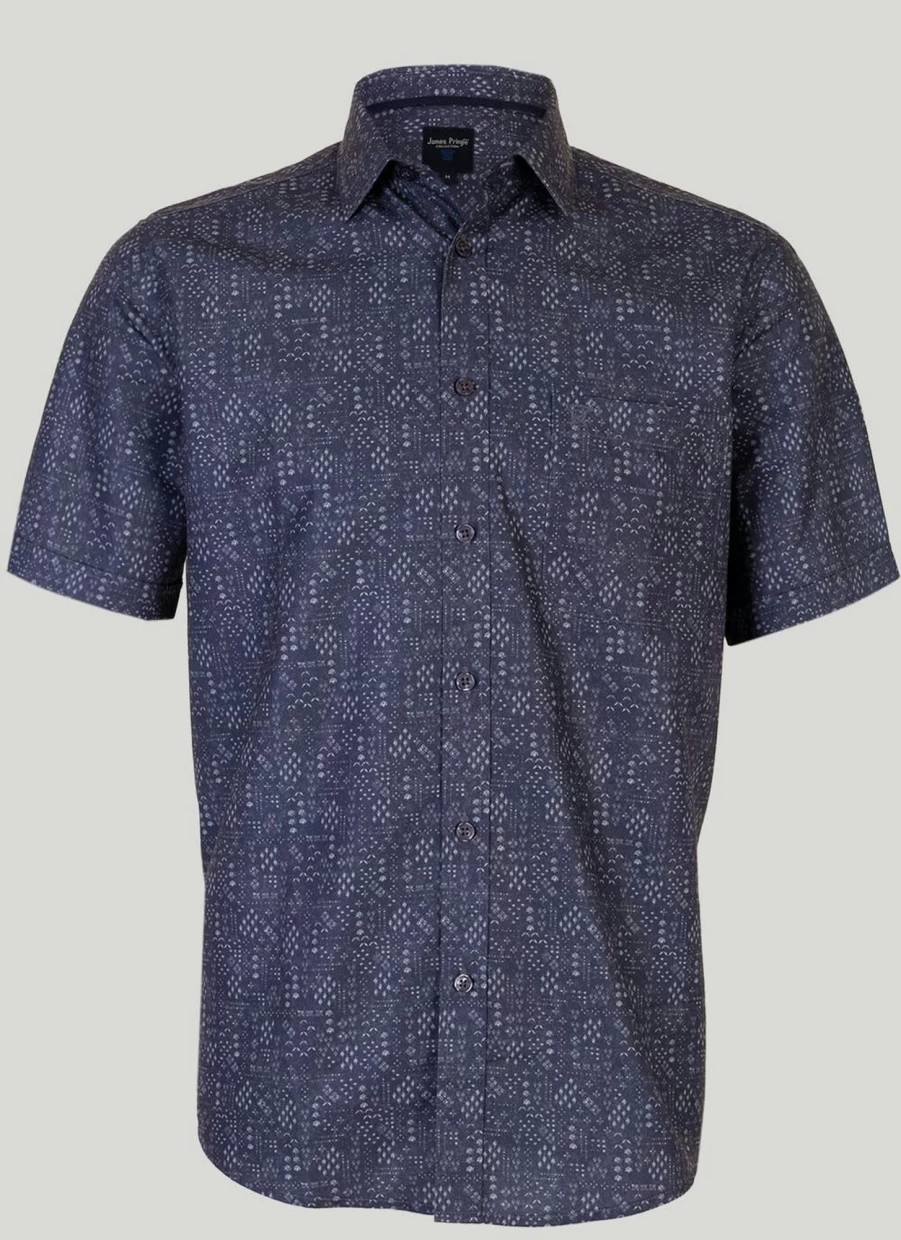 James Pringle Men's Short Sleeve Printed Casual Shirt