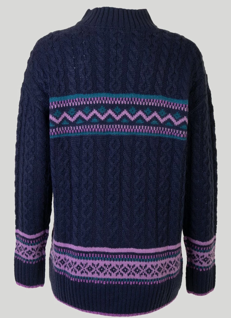 Isle Women's Fair Isle Turtleneck Sweater Cozy Winter Knit Jumper