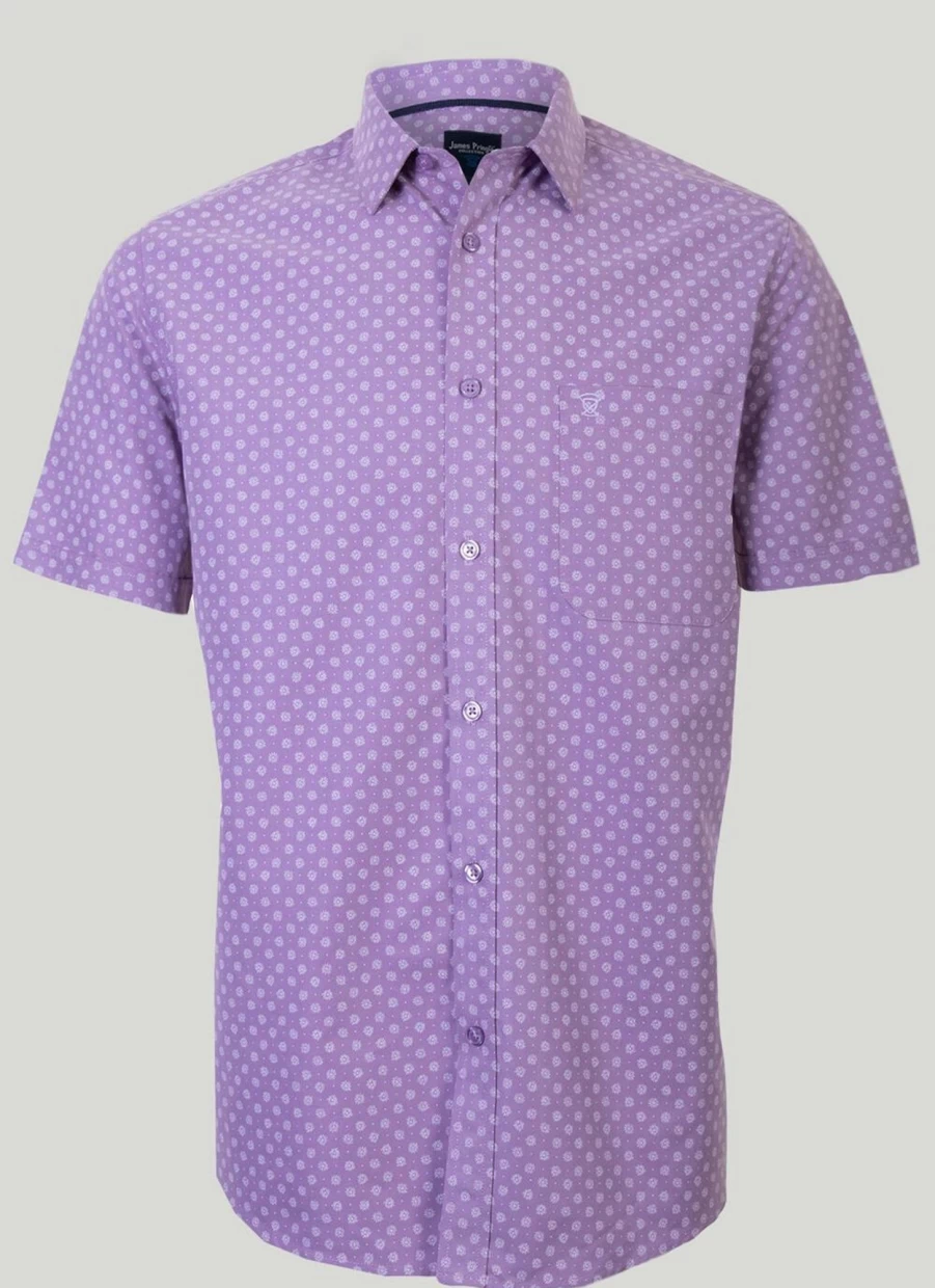 James Pringle Men's Short Sleeve Printed Casual Shirt - Stylish Summer Top with Unique Design