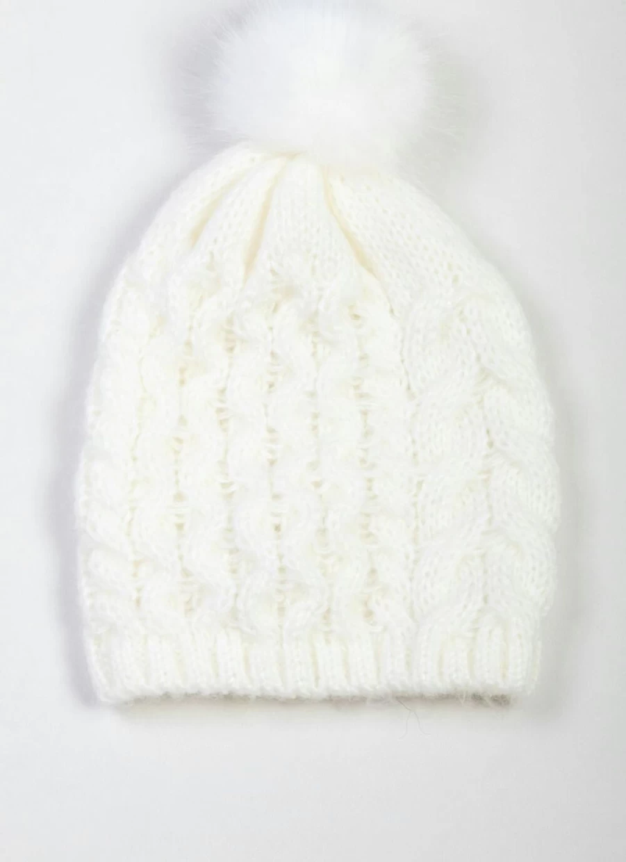 Isle Women's Ivory Cable Knit Hat - Chunky Winter Beanie for Women