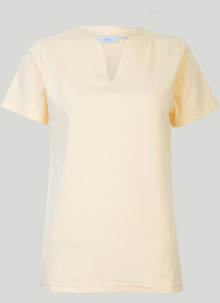 "Isle Women's Notch Neck T-Shirt - Stylish Casual Comfort Fit Tee"