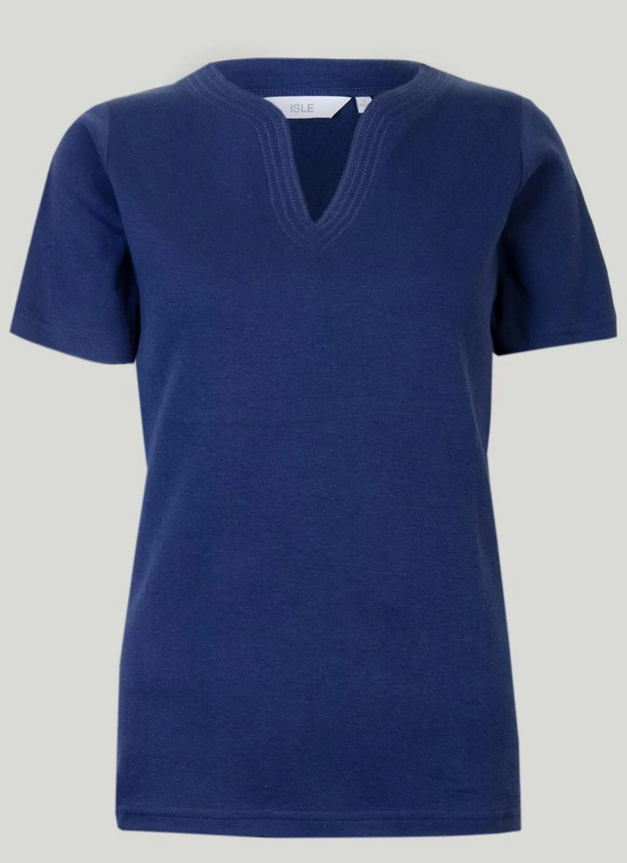 Isle Women's Notch Neck T-Shirt - Stylish Casual Top for Everyday Wear