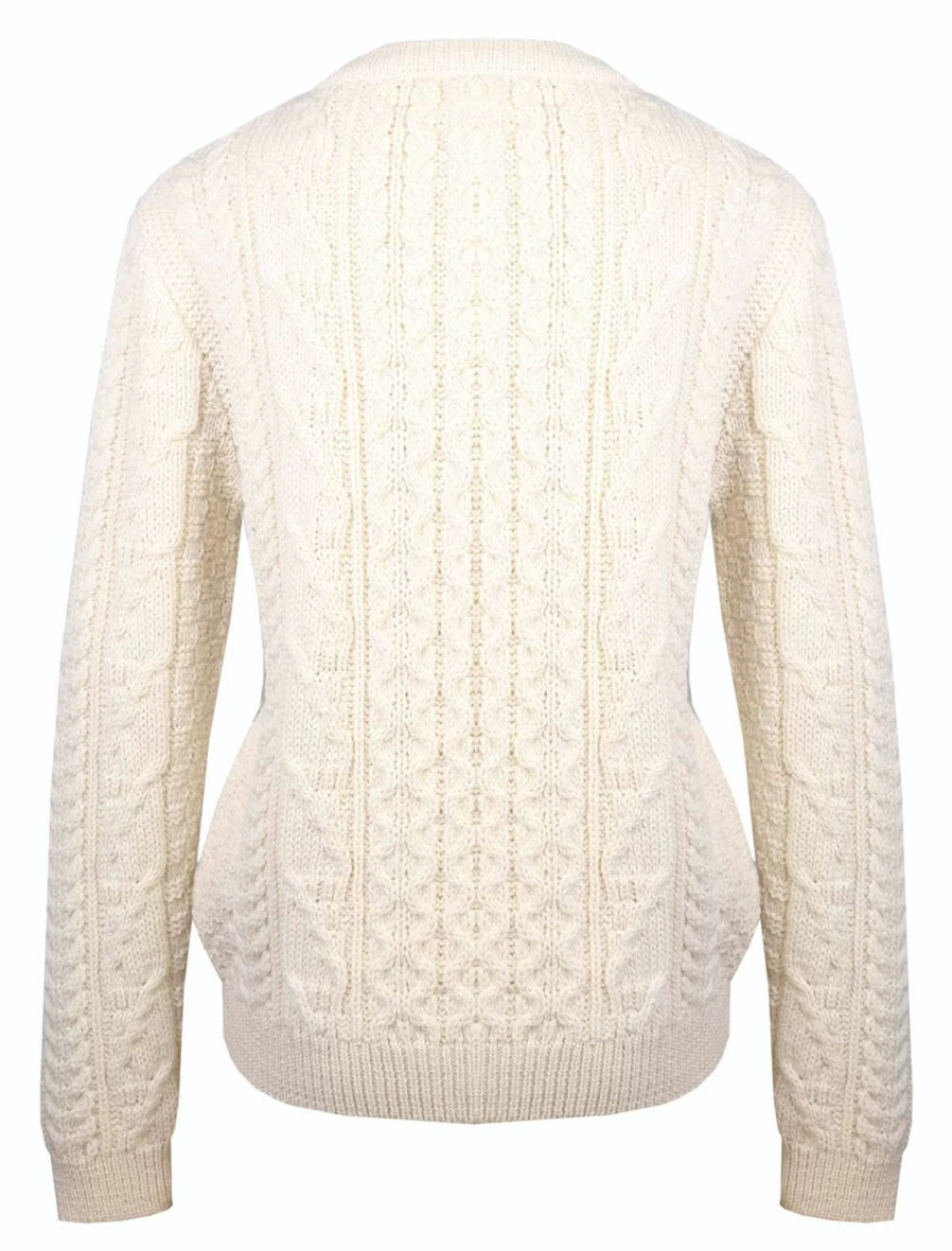Artisan Knitwear Women's Ecru Cable Knit Cardigan - Soft Chunky Sweater Cozy Winter Pullover